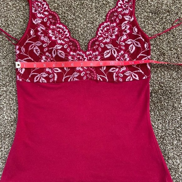 INC Cotton/Spandex /Lace camisole - Cerise Pink - Picture 5 of 8
